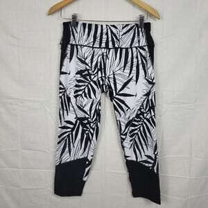 Therapy Performance Womens Black White Tropical Pull On Activewear Capri‎ Size L